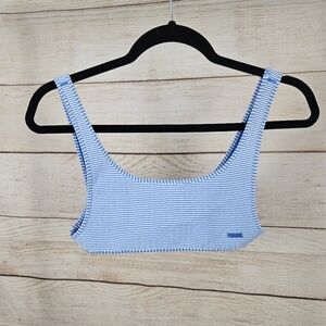 Triangle Triangl Blue White Striped Bikini Swim Top Size Small